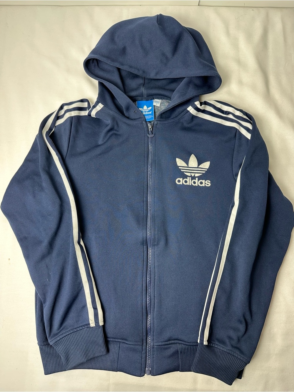 Adidas Full Zip Navy Blue Retro Trefoil Look Track Hoodie Men's Size S